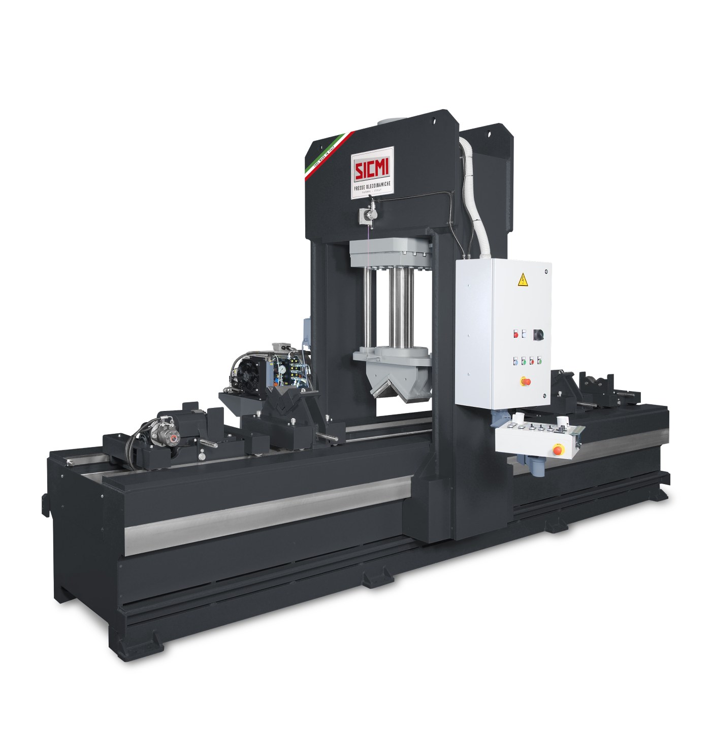 Hydraulic tube straightening press